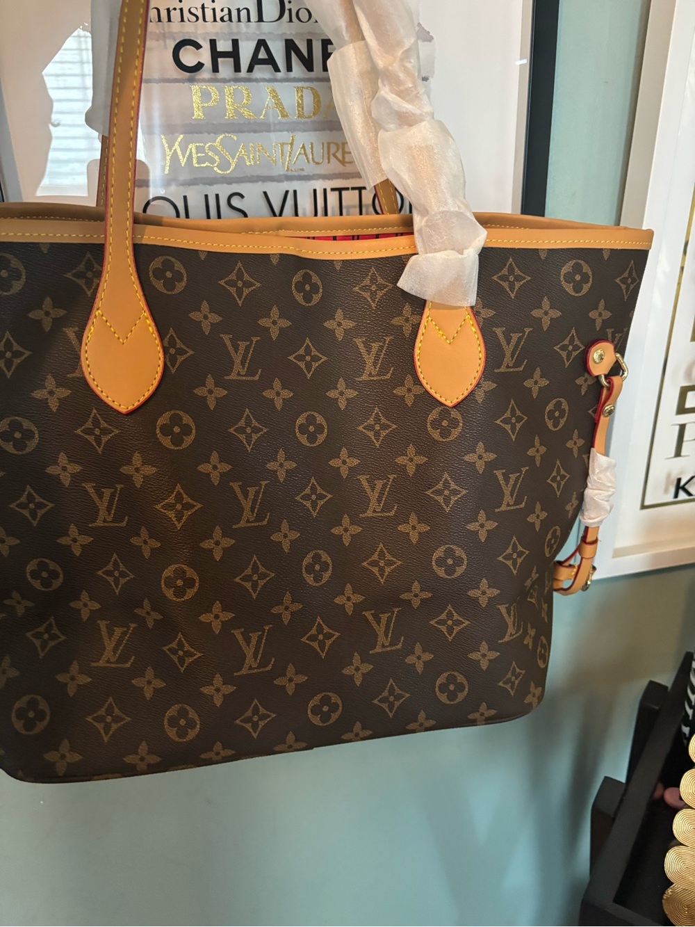 Monogram Canvas Tote Bag in Brown MM size NEW
